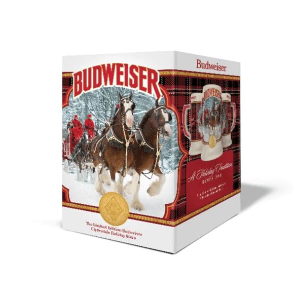 Budweiser Clydesdale 42nd Anniversary Limited Edition 2021 Holiday Stein Plaid - Picture 1 of 5